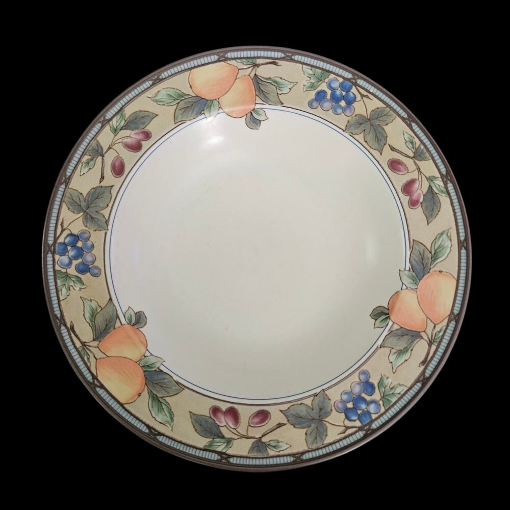 Mikasa Intaglio Garden Harvest Rimmed Serving Bowl Fruit Pattern CAC29